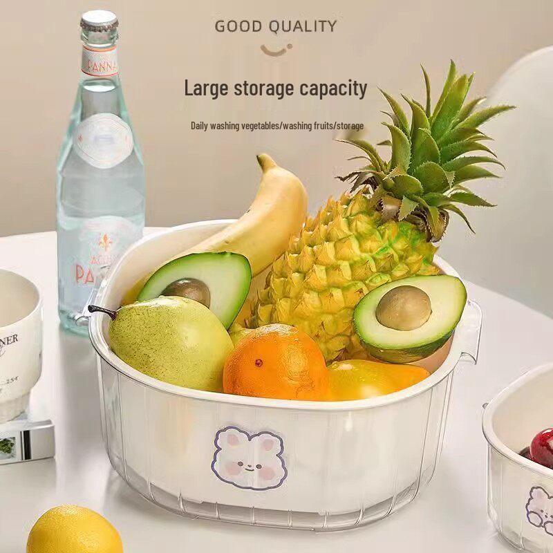 Double-Layer Melamine Drain Basket and Fruit Bowl