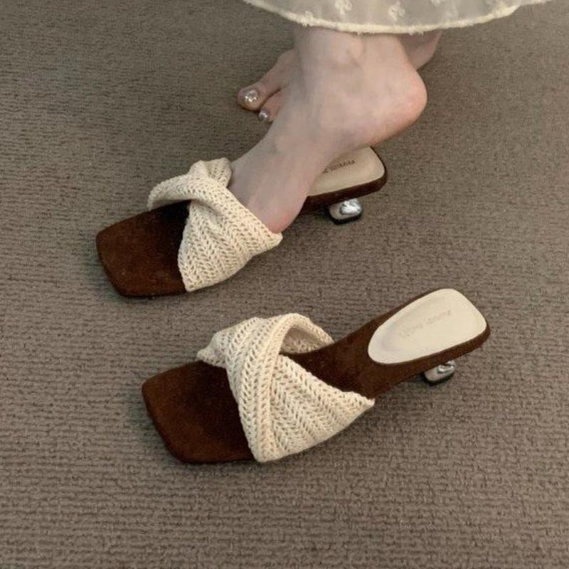 Papuci cu Toc Înalt pentru Femei Pantofi de Modă Elegante Pompe de Vară pentru Femei Vară 2025 Noi Papuci Sexy de Lux Sandale de Dama