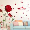 Romantic Valentine's Day Wall Sticker Red Rose Flower Removable Waterproof Home Decor for Bedroom Living Room