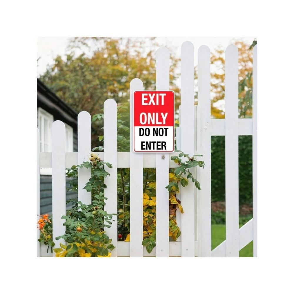 Red White No Exit Warning Metal Wall Sign 8x12 Inch Door Plaque
