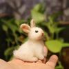 Rabbit Ornament Handmade Decorative Easter Needle Felted Baby Bunny Statue Home Supplies