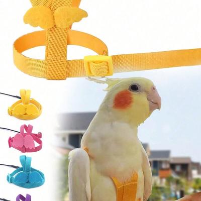 Harness Adjustable Pet Bird Harness Leash Outdoor Flying Trainning Rope Leash Anti- Bite Elastic Strap For Bird Parrot Cockatoos Macaws Parakeet