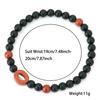 Minimalist Black Matte Stone Beaded Bracelet with Amethyst Circle Charm Elastic Stretch Bracelet for Women Daily Casual Jewelry