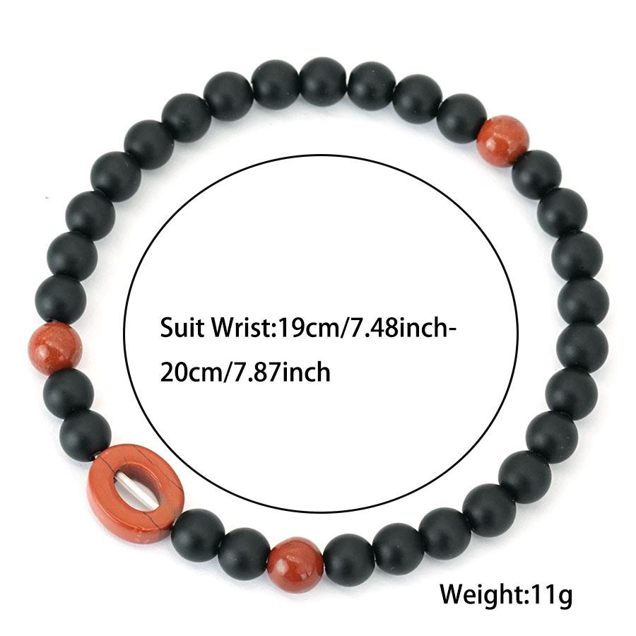 Minimalist Black Matte Stone Beaded Bracelet with Amethyst Circle Charm Elastic Stretch Bracelet for Women Daily Casual Jewelry