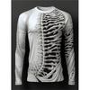 Spring and Autumn Round Neck 3D Skeleton Skull Pattern Printed Top Fashionable Casual Long Sleeved Men's T-shirts