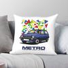 Austin Metro Blue Square Pillowcase Polyester Linen Velvet Pattern Zip Decorative Pillow Case Car Cushion Cover