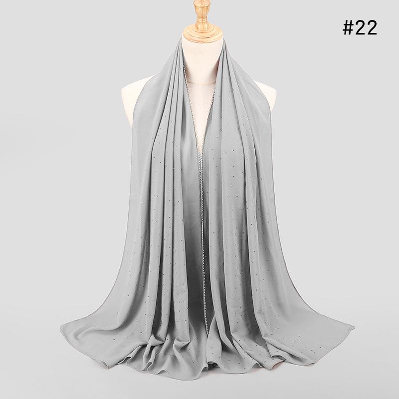 Lain Pearl Bubble Chiffon Diamond Rhinestone Shawl Scarf High Quality Shimmer Beads Headband Wrap Foulard Muslim Hijab Sjaal