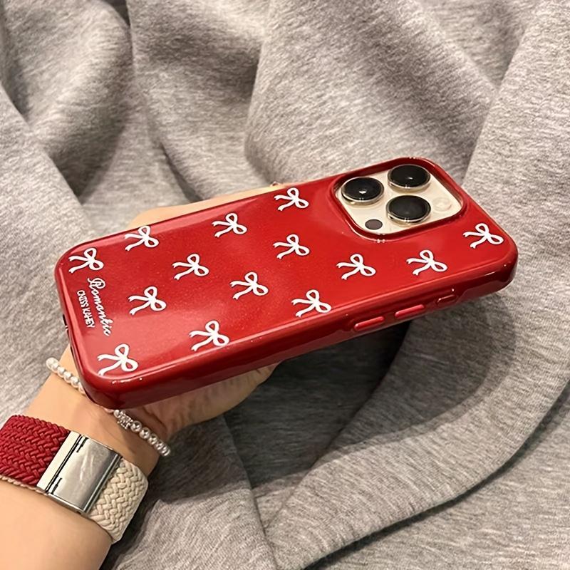 Full Coverage Bow Phone Case Suitable for iPhone 17, 16, 15, 14, 13, 12, 11 Pro/Max/Plus Anti Drop and Shockproof Back Cover