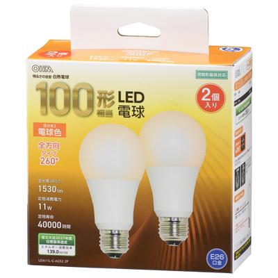 OHM LED Bulb, E26, 100W Equivalent, Warm White, Compatible with Sealed Fixtures, Pack of 2, 5-Year Warranty, OHM Electric LDA11L-G AG52 2P, 06-4713