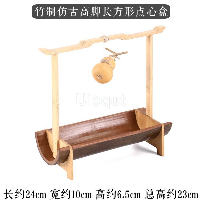 Portable Handmade Bamboo Carry Snack Cake Basket Desktop Refreshment Box Dried Fruit Tray Storage Fruit Snack Dessert Plate
