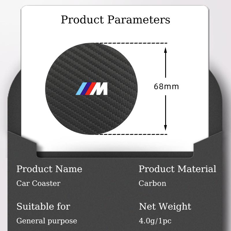 2025 Varm Karbon Bil Koppholder Matte Interiør Vannkopp Underlag Pute For BMW M Sport M2 M3 M4 M5 M6 E46 E90 E60 F10 F30 E39 E36 F20 E8