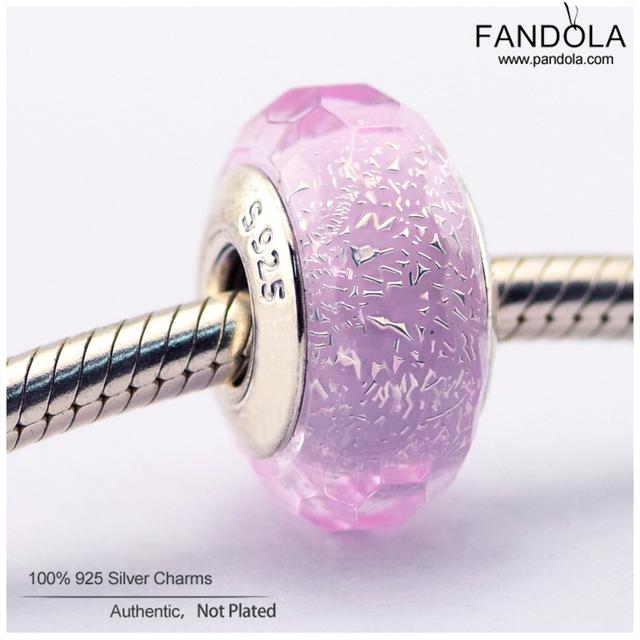 Pink Purple Shimmer Murano Glass Charms 925 Sterling Silver Faceted Beads For Jewelry Making Fits Original Bracelets