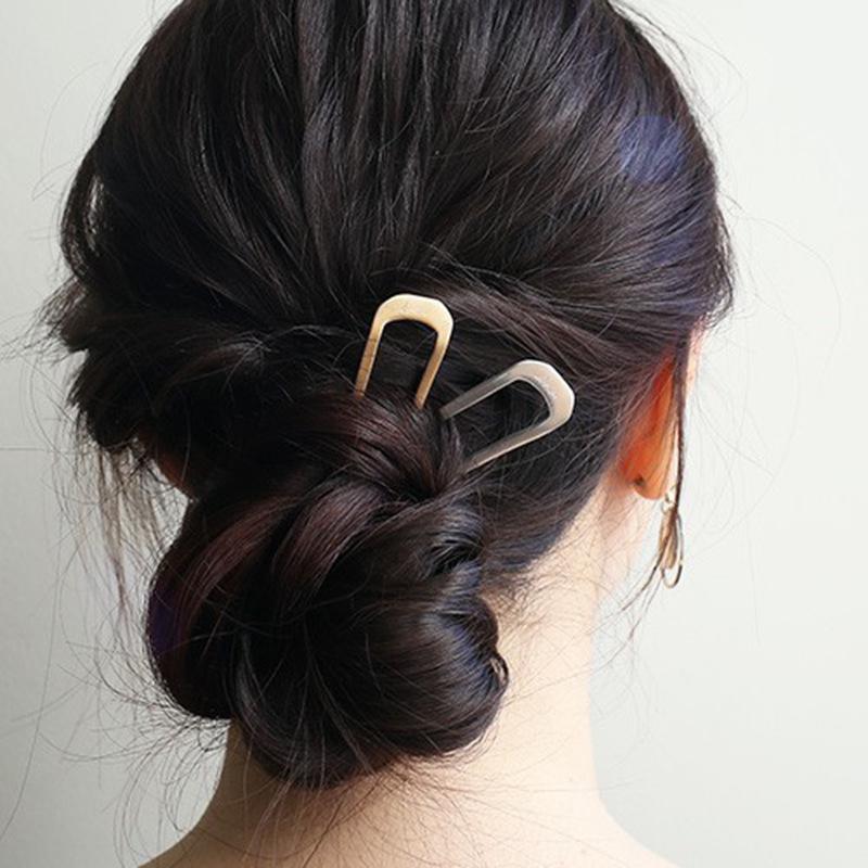 Gold- und Silber-Haarnadel in U-Form im Retro-Stil – Eleganter Top-Clip für Damen im Ins-Stil