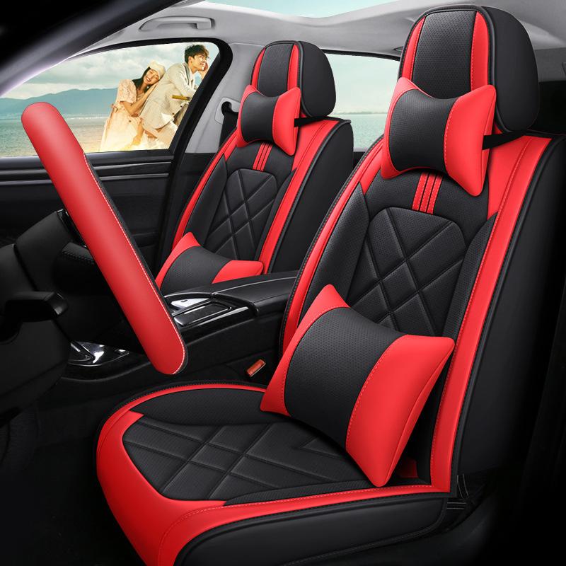 5 Seats Car Seat Cover Set Universal PU Leather Seat Covers Interior Four Seasons Protector Mat Auto Chair Cover Cushion Car Accessories