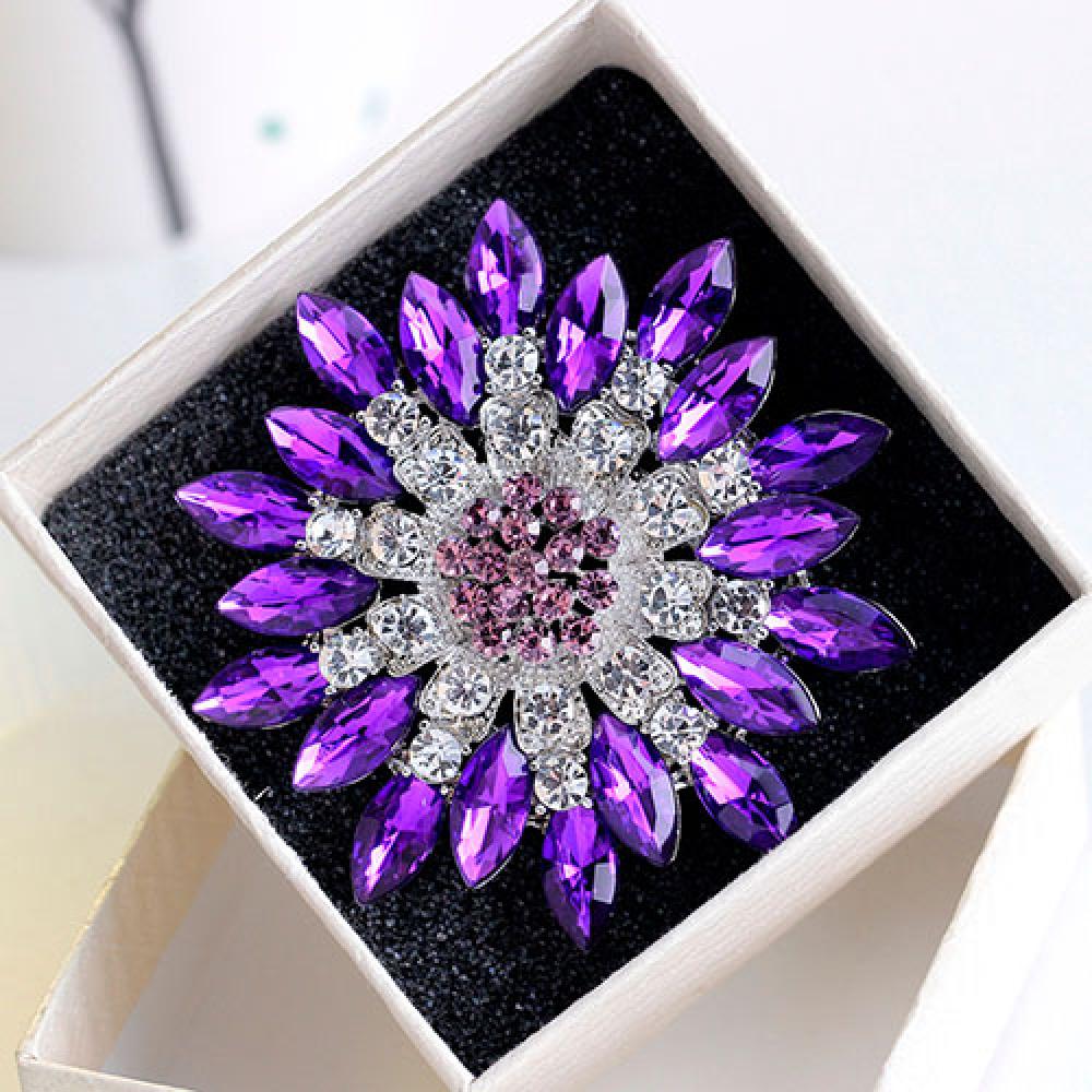 Luxus Damen Mode Blume Brosche Kristall Strass Schmuck für Hochzeit Brosche Party Geschenk