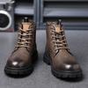 New Trend Men Ankle Boots Black Sneakers Outdoor Fashion High Top Punk Shoes for Men Casual Leather Shoes Street Motocross Boots