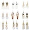 Vintage Bohemian White Feather Tassel Earrings for Yunnan Travel