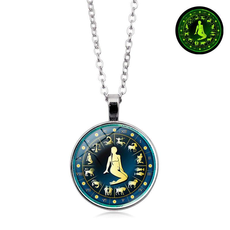 12 Constellations Luminous Female Versatile Twelve Constellations Time Retro Jewelry Pendant Necklace