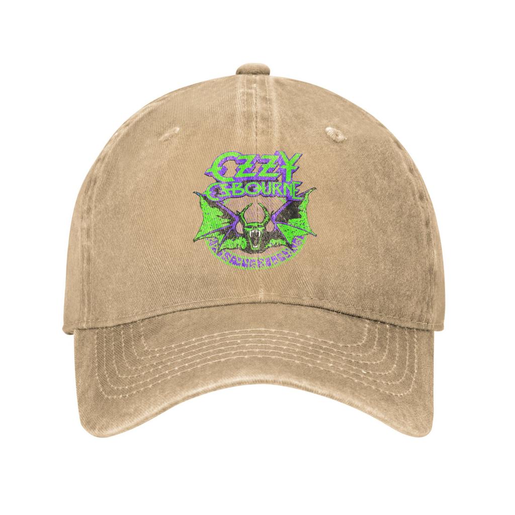 Czapka z daszkiem Ozzy Osbourne Bat Circle Neon V2 Zniszczony Denim Piosenkarz Muzyczny Snapback Mężczyźni Kobiety Outdoor Bez Struktury Miękka Czapka