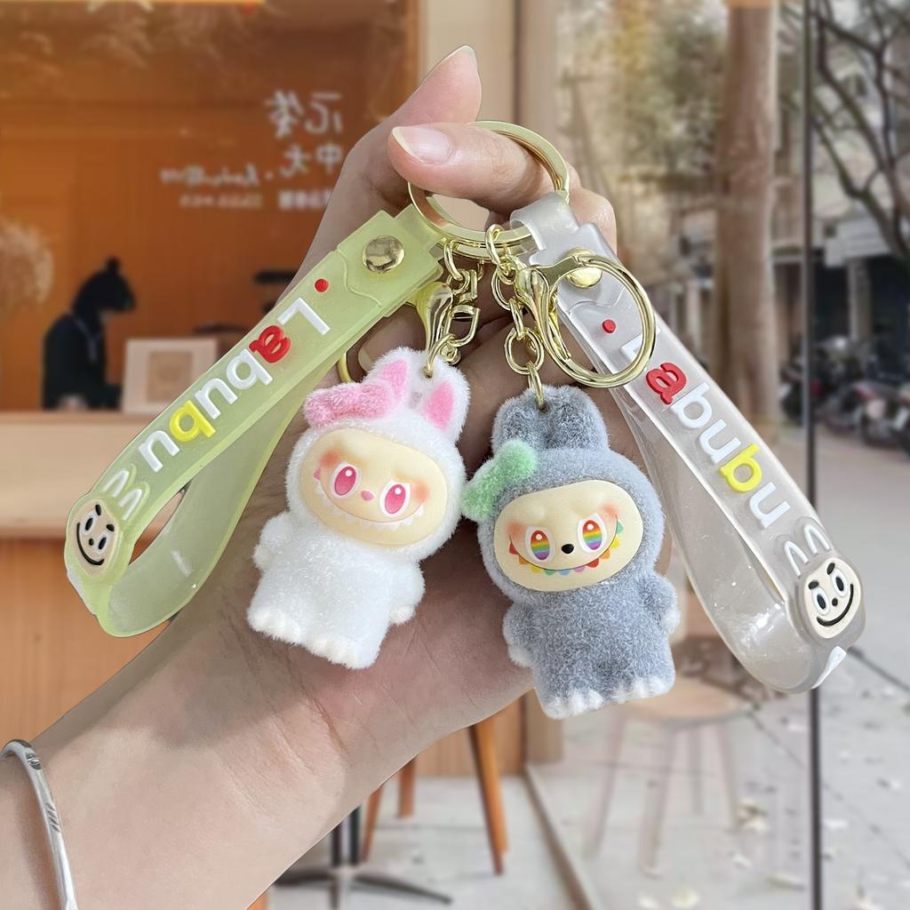 Tide Play Flocking Bow Rabub Doll Keychain Pendant Series Bag Pendant Keychain Pendant