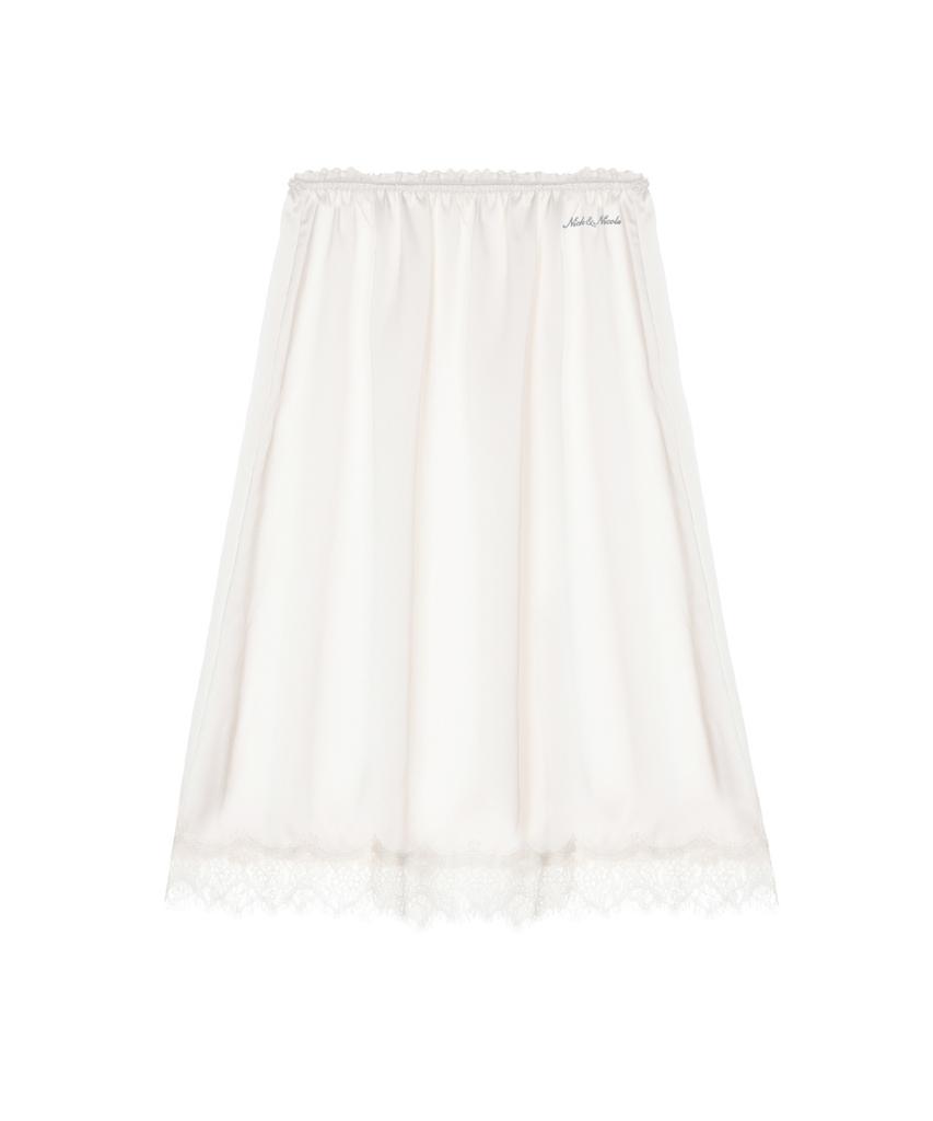 Nigaennikol Satin Lace Long Skirt_Cream