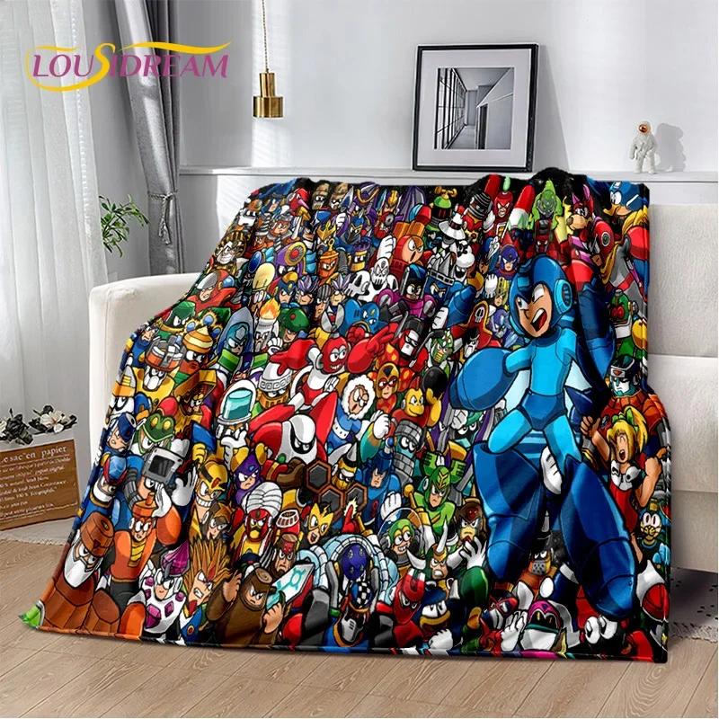 Retro Cartoon Rockman Mega Man Game Soft Flannel Blanket for Beds Bedroom Sofa Picnic,Throw Blanket for Outdoor Leisure Nap Gift
