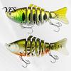 7-Section Swimbait 9.5CM/13.7G Multi-Jointed Fishing Lure with Hooks, Slow Sinking Swimbait, Hard Artificial Bait Bionic for Freshwater Saltwater