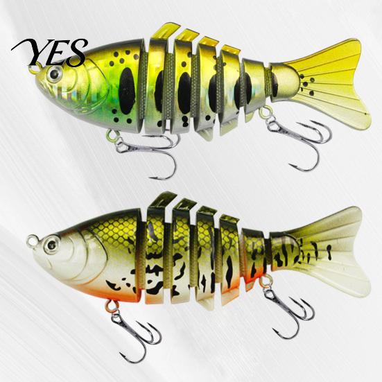 7-Section Swimbait 9.5CM/13.7G Multi-Jointed Fishing Lure with Hooks, Slow Sinking Swimbait, Hard Artificial Bait Bionic for Freshwater Saltwater