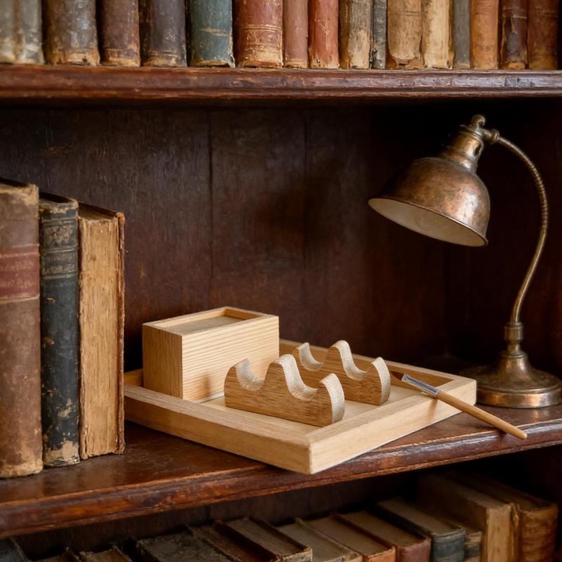 3-Piece Set of Mountain-Shaped Painting Brush Holders, Solid Wood Pen Stand, Multifunctional Desktop Pen Rest, Simple and Durable Wooden 