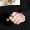 Adjustable Open Ring Men Women Punk Style Torn Starburst Geometric Plated Copper Finger