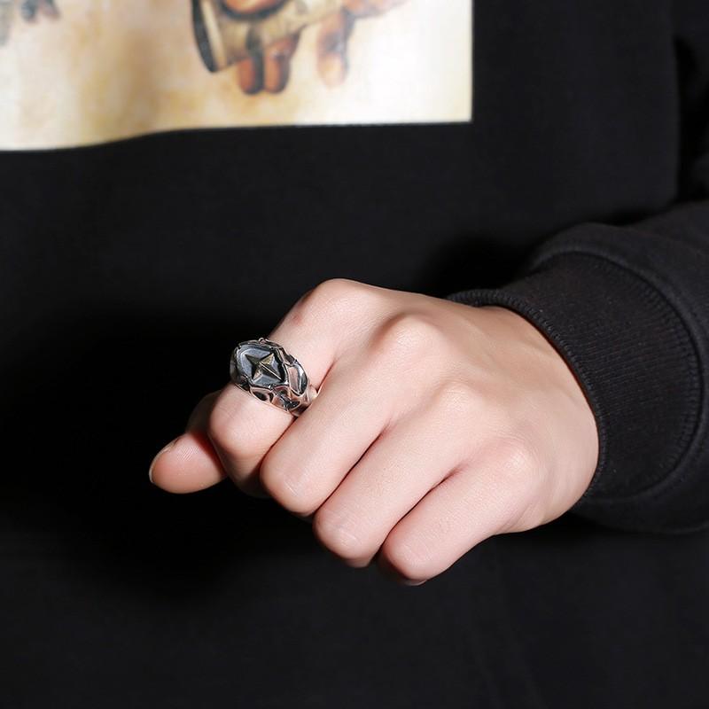 Adjustable Open Ring Men Women Punk Style Torn Starburst Geometric Plated Copper Finger