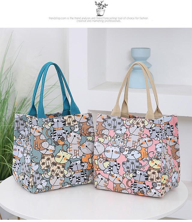 Cat Print Canvas Tote: Portable Lunch, Picnic & Work Bag