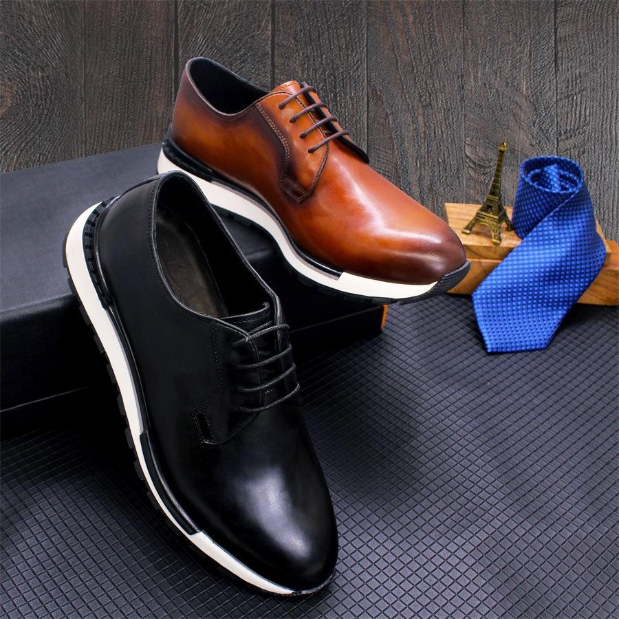 Fashion Mens Sneakers Genuine Leather Lace-Up Comfortable Daily Oxford Casual Shoes for Men Outdoor Walking Flat Footwear a33
