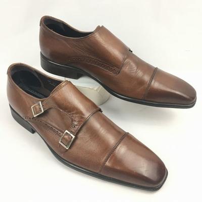 Perfect Suit Factory Fabricați în Japonia Pantofi de Afaceri cu Două Catarame Monk Culoare Maro Mărimea 25.5(FOLOSIT)