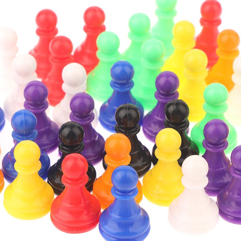 32Pcs 2.5*1.5Cm Chessman Plastic Pawns Checkers Pieces For Games Tabletop Markers Components