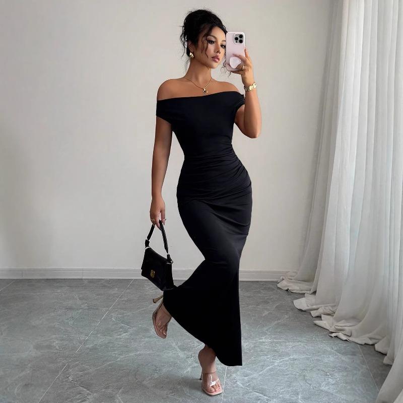 

Spring and Summer New Style Elegant Off-the-Shoulder V-Neck Dress - Sexy and Graceful Long Evening Gown for Women XL