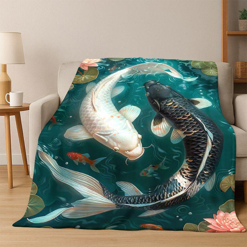 Yin Yang Symbol Chinesisches Tai Chi Flanelldecke Weiche Warme Überwurfdecke für Schlafzimmer Wohnzimmer Bett Reisen Camping Picknick Geschenk