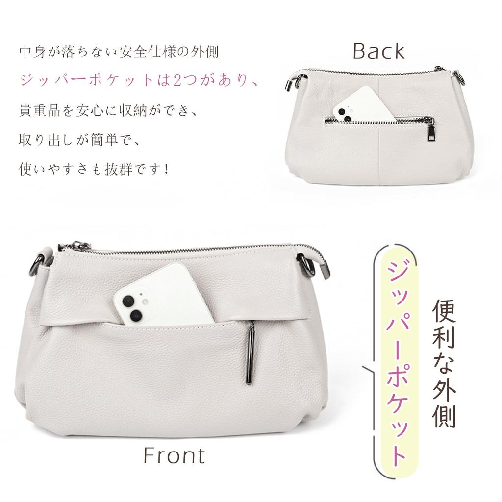 Genuine Leather Shoulder Bag for Crossbody With Zipper Large Commuting [MFFOR] Women, 2-way, Bag, Handbag, Crossbody, Shoulder, Handbag, Pocket,