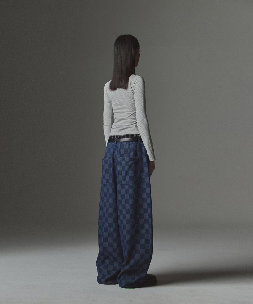Pantaloni di Jeans Baggy Fit a Scacchi NOT4NERD - Blu Scuro