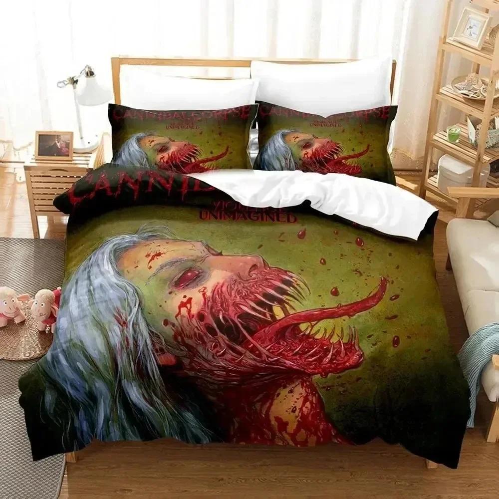 Luxury New 3D Print Cannibal Corpse Bedding Set Duvet Cover Bed Set Quilt Cover Pillowcase Queen Size Boys Adult Bedding Set
