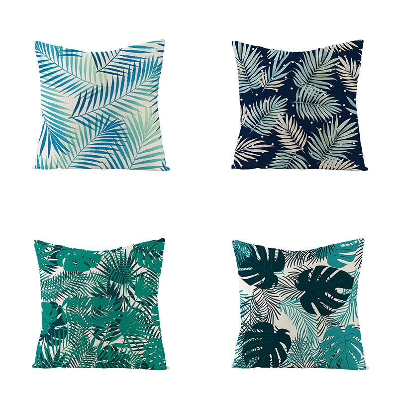 Plant Leaf Linen Pillowcase Car Office Pillowcase