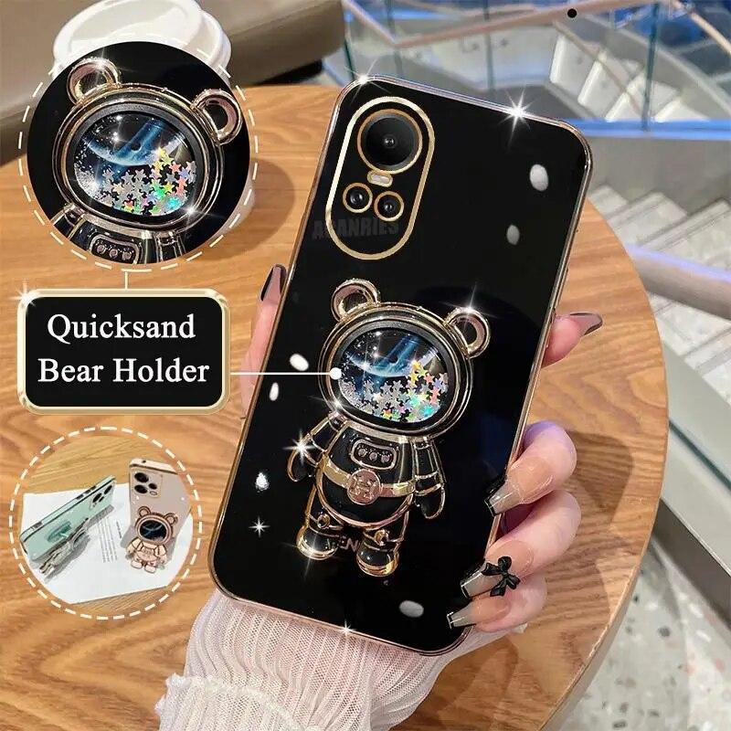 

Чехол Reno10 с блестящим держателем зыбучих песков для Oppo Reno 10 Pro 5 6 Lite 7 A54 A55 A57 A58 A78 A76 A38 4g, силиконовый чехол-подставка