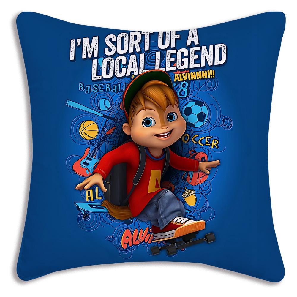 Anime Alvins and the Chipmunks Pillow Covers Cartoon Sofa Decorative Home Double-sided Printing Short Plush Cute Cushion Cover