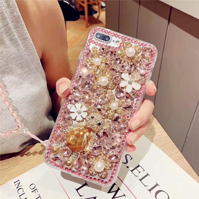 

Applicable To Iphone17Pro Mobile Phone Case Apple 13 Bear 16 Full Diamond 11 Luxury Xr Rhinestone Xsmax Light Luxury iPhone 7/8/SE 2020