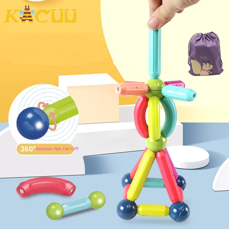 Kids Magnetic Constructor Block Designer Set Magnet Stick Rod Building Blocks Montessori Educational Toys for Children Boy Girl