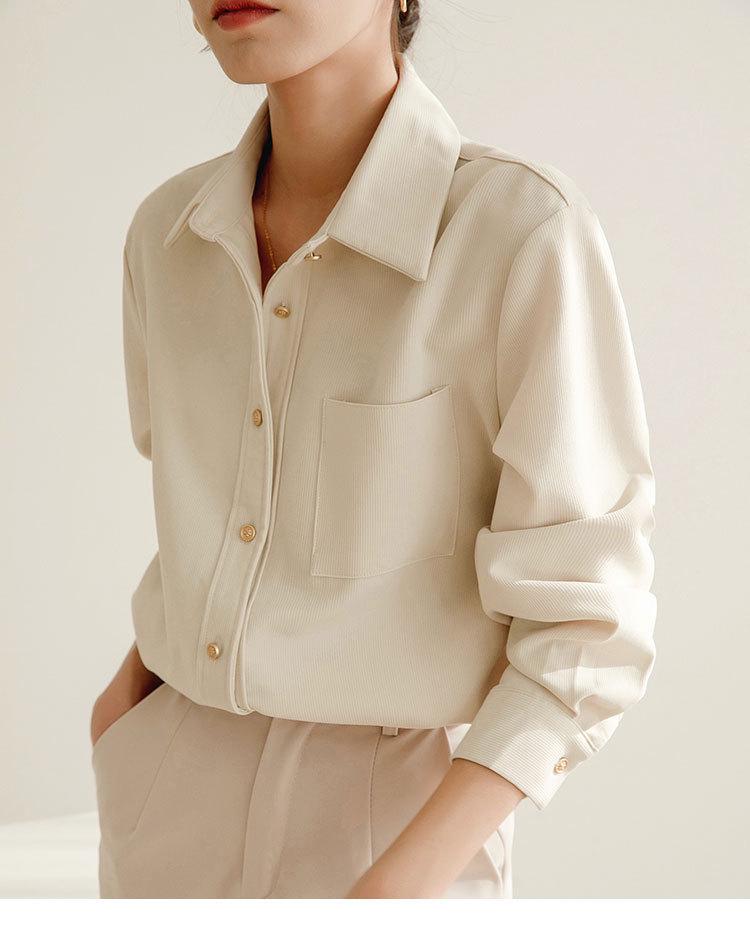 

2026 Women s Brushed Cotton Long Sleeve Shirt - New Year Red, High-End Feel for Spring/Autumn, Perfect for Layering, Commute & Interviews Medium