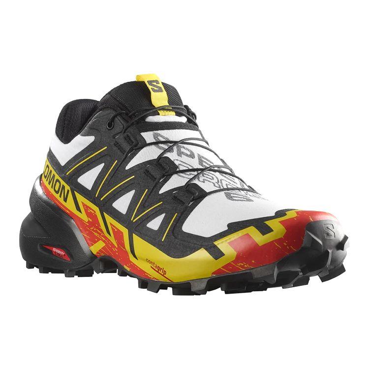 SALOMON Speedcross 6 Comfortable Non-Slip Durable Supportive Low-Top Hiking Shoes Men Hiking Shoes Black White Yellow 417378
