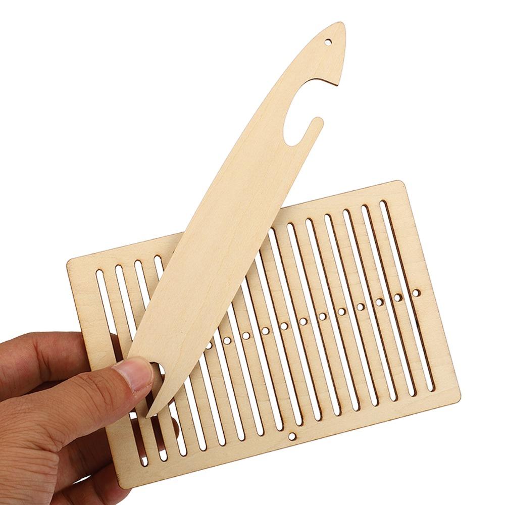 4pcs Wood Weaving Loom Kit Tapestry Comb Included Backstrap Weaving Set  For Adults