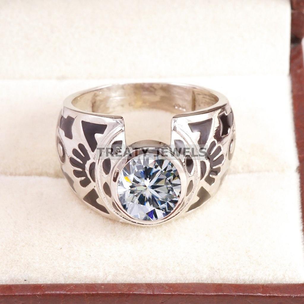 Moissanite Oval Cut Gemstone With 925 Sterling Silver Ring For Men's #B303 JL375681957644
