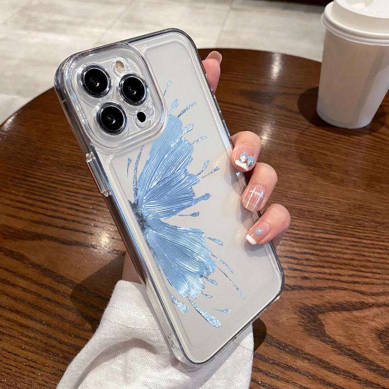 For iPhone 15 Pro Max Case Luxury Gilt Butterfly Clear Silicone Cover For iPhone 14 Pro Max Funda iPhone 13 12 11 16 16E 17 Air